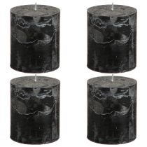 Artikel Durchgefärbte schwarze Stumpenkerzen 70×80mm 4er Set - Elegante Deko-Kerzen für Adventskranz & Halloween