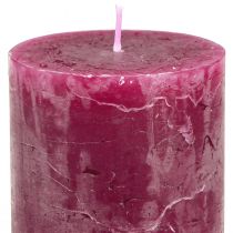 Artikel Durchgefärbte Stumpenkerzen 60x100mm 3er Set Berry Rosa marmoriert