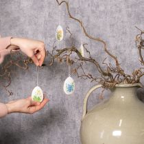Artikel Metall-Ostereier 8cm Weiß mit Frühlingsblumenmotiv für Dekozwecke 8 Stück