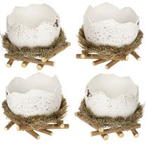 Artikel Osterschale aus Holz und Kunststoff in Eioptik Ø 11 cm Weiß-Grau 4er Set