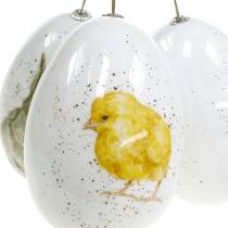 Ostereier zum Hängen mit Tier-Motiven Küken, Vogel, Hase Weiß Sortiert 3St