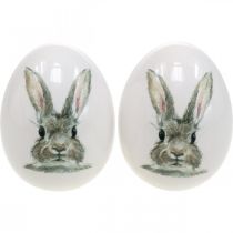 Deko Ei stehend Hasenmotiv, Osterdeko, Hase auf Ei Ø8cm H10cm 4er-Set