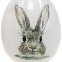 Deko Ei stehend Hasenmotiv, Osterdeko, Hase auf Ei Ø8cm H10cm 4er-Set