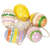 Artikel Dekorative Ostereier-Anhänger aus Kunststoff 6cm Mehrfarbig 12er Set