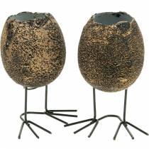 Ei mit Beinen Übertopf Eierschale Braun Gold 13cm 4St
