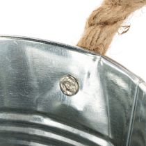 Artikel Eimer aus Metall mit Seilgriffen Ø14cm H12cm Silber