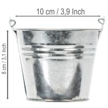 Artikel Eimer Zink Ø10cm H8cm Silber mit Holzgriff 10 Stück