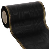 Artikel Kranzband Taftbindung Moiré 175mm Schwarz mit Goldkante 25m Trauerdekoration