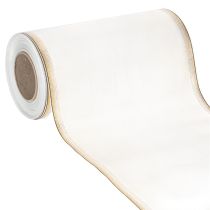 Artikel Elegantes Kranzband Moiré 200mm Weiß mit Perlkante in Gold und Spezialappretur, 25m - Perfekt für Deko & Festlichkeiten