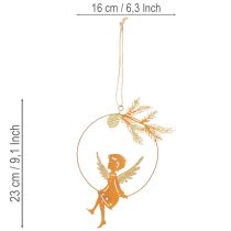 Artikel Engel Deko Hängering Metall Rost-optik mit Zapfen und Glitzerflügeln 23,5x16,5cm 3 Stück
