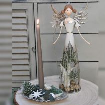 Artikel Engel Figur Metall, Windlicht Weihnachten H31,5cm