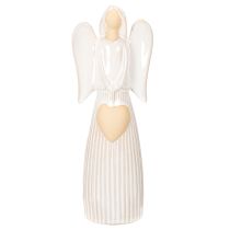 Artikel Engel-Figur aus Keramik, Cremeweiß, mit Herz, Höhe 23 cm