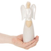 Artikel Engel-Figur aus Keramik, Cremeweiß, mit Herz, Höhe 23 cm