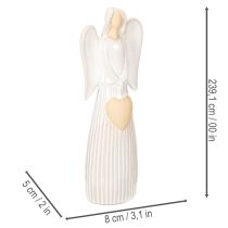 Artikel Engel-Figur aus Keramik, Cremeweiß, mit Herz, Höhe 23 cm