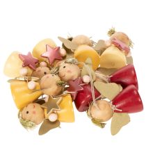 Artikel Deko-Anhänger Engel aus Holz mit Stern zum Aufhängen 5 cm, 9er-Set, bunt