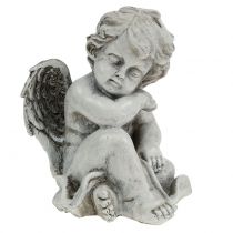 Artikel Schlafende Engelsfigur aus Polyresin Grau 16cm 2er-Set