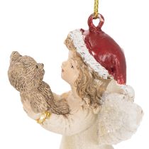 Artikel Deko-Engel Baumschmuck aus Polyresin, 10 cm, Beige/Weiß/Rot, 3er-Set