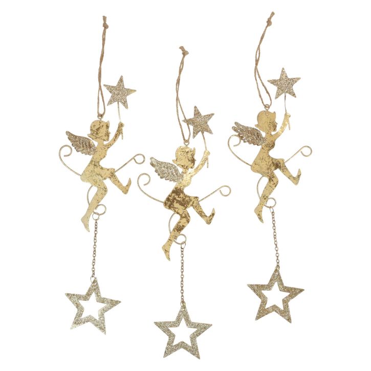 Engel Anhänger Stern Weihnachtsdeko zum Hängen H28cm 3St
