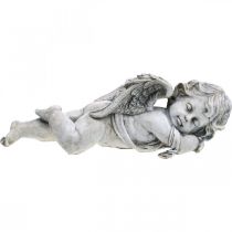 Grabdeko Engel schlafend Grabengel Grau Polyresin 39×14x13cm