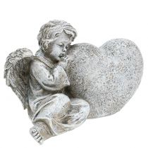 Engel mit Herz Grau 11,5cm × 9cm × 6,5cm 2St