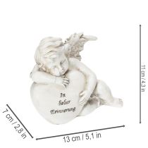 Artikel Engel-Figuren aus Polyresin mit Herz und Inschrift 13cm Grau 2er-Set