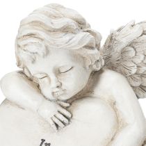 Artikel Engel-Figuren aus Polyresin mit Herz und Inschrift 13cm Grau 2er-Set