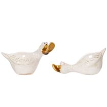 Artikel Keramik Enten Dekofigur Set 13 cm Weiß für Innenbereich
