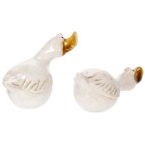 Artikel Keramik Enten Dekofigur Set 13 cm Weiß für Innenbereich