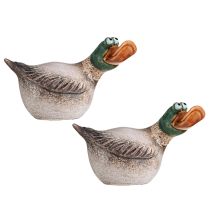 Artikel Keramik Enten Dekofigur Set 2-teilig Braun Grün 15 cm Indoor