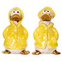 Artikel Keramik-Entenfiguren im gelben Regenmantel, 11 cm, Set aus 4 Stück, für Balkon- und Gartendekoration
