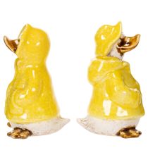 Artikel Keramik-Entenfiguren im gelben Regenmantel, 11 cm, Set aus 4 Stück, für Balkon- und Gartendekoration