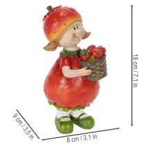 Artikel Erdbeermädchen Dekorationsfigur aus Polyresin 18 cm in Rot und Grün für Innenbereiche