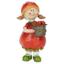 Artikel Erdbeermädchen Dekorationsfigur aus Polyresin 18 cm in Rot und Grün für Innenbereiche