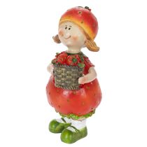 Artikel Erdbeermädchen Dekorationsfigur aus Polyresin 18 cm in Rot und Grün für Innenbereiche