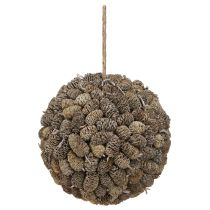 Artikel Erlenzapfen Deko Kugel 20 cm Weiß gewaschen mit Jute-Aufhänger