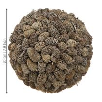 Artikel Dekokugel aus Erlenzapfen weiß gewaschen mit Jute-Aufhänger 20cm
