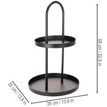Artikel Runde Metall-Etagere 2-stöckig Schwarz 58 cm für Dekoration