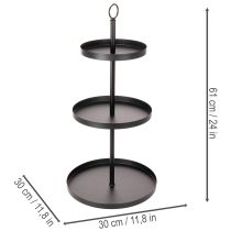 Artikel Etagere dreistöckig Metall Schwarz Rund 61 cm für Tischdekoration