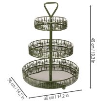 Artikel Metall-Etagere mit drei Etagen und Tannenmuster, rund, 49 cm, Grün