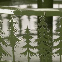 Artikel Metall-Etagere mit drei Etagen und Tannenmuster, rund, 49 cm, Grün