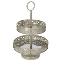 Artikel Deko-Etagere aus Metall zweistöckig mit Sternmotiv 49 cm mint-gold