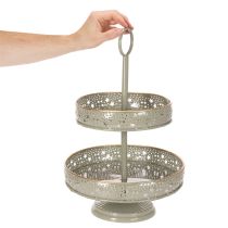Artikel Deko-Etagere aus Metall zweistöckig mit Sternmotiv 49 cm mint-gold