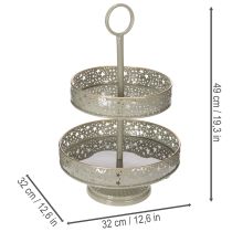 Artikel Deko-Etagere aus Metall zweistöckig mit Sternmotiv 49 cm mint-gold