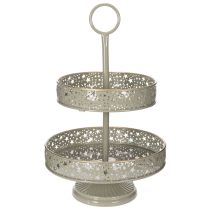 Artikel Deko-Etagere aus Metall zweistöckig mit Sternmotiv 49 cm mint-gold