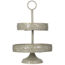 Artikel Deko-Etagere aus Metall zweistöckig mit Sternmotiv 49 cm mint-gold