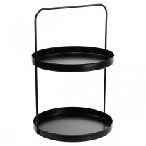 Etagere Deko Tablett Tischregal Metall Schwarz H30cm Ø20cm