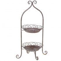 Artikel Etagere aus Metall 2-stöckig Braun-Weiß Ø25,5cm H63,5cm Innenbereich