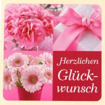 Etiketten "Herzlichen Glückwunsch" Rosa 3,5cm x 3,5cm 500St