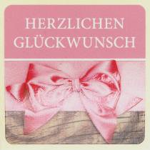 Artikel Etiketten "Herzlichen Glückwunsch" Rosa 3,5cm x 3,5cm 500St