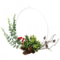 Artikel Deko-Kranz künstlich Ø30cm mit Eukalyptus, Beeren und Zapfen auf Metallring
